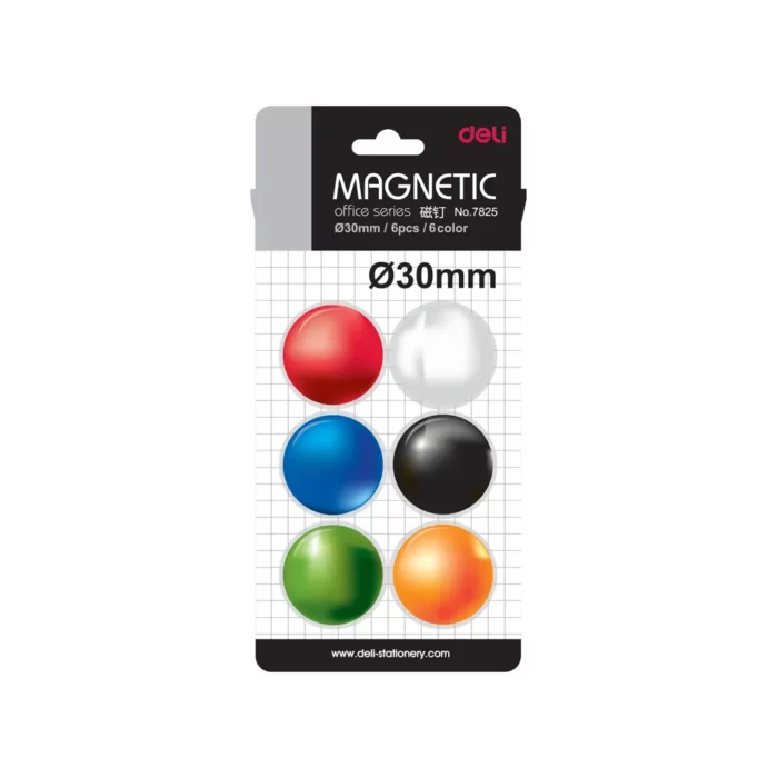 Deli Μαγνητάκια Χρωματιστά 30mm 6 Τεμ.