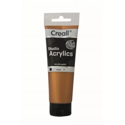 Ακρυλικά χρώματα Creall Studio 120 ml (Metallic Cooper 21) Υδατοδιαλυτό ακρυλικό χρώμα: Κατάλληλο για οποιαδήποτε επιφάνεια Στεγνώνει γρήγορα και είναι αδιάβροχο Μπορεί να εφαρμοστεί με πινέλο ή ταμποναριστά με σφουγγάρι