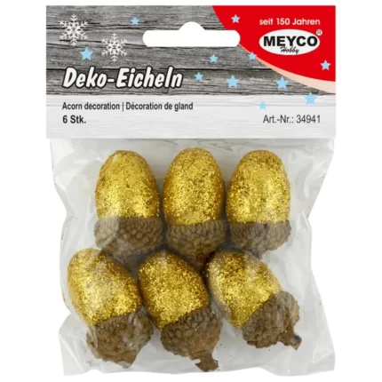 ΔΙΑΚΟΣΜΗΤΙΚΑ ΧΡΙΣΤΟΥΓΕΝΝΩΝ ΒΕΛΑΝΙΔΙΑ GLITTER ΧΡΥΣΑ ΣΕΤ 6τεμ. (2χ3