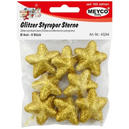ΦΕΛΙΖΟΛ ΑΣΤΕΡΙΑ GLITTER ΧΡΥΣΑ 40mm Σετ 8τεμ.