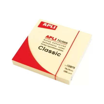 APLI NOTES CLASSIC 75Χ75 ΑΥΤΟΚΟΛΛΗΤΑ 100Φ συσκ 12 τεμαχίων