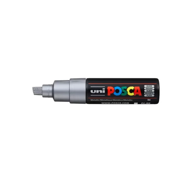 Μαρκαδόρος POSCA CHISEL TIP 8mm Ασημί